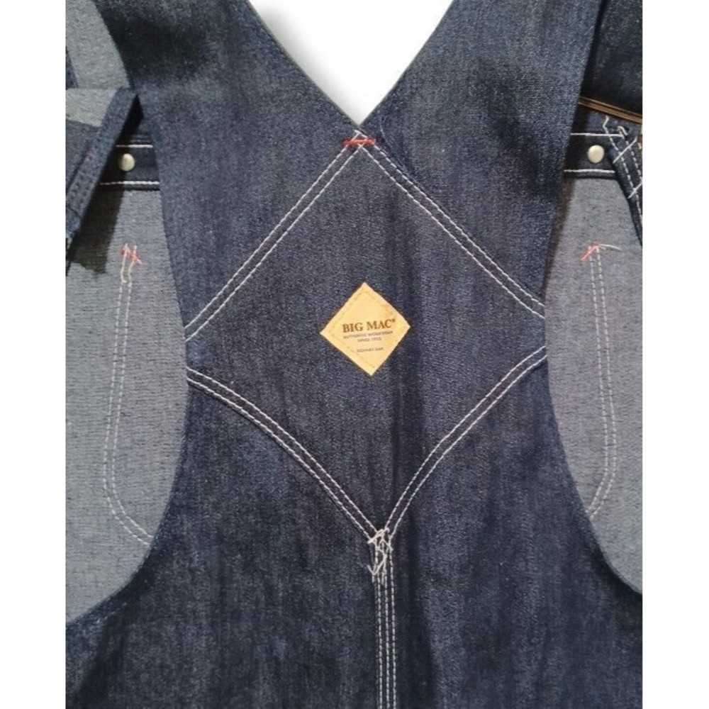 Big Mac 42x34 Dark Wash Bib Overalls Mens Carpenter Utility Blue Jeans Vtg NOS - Picture 8 of 16